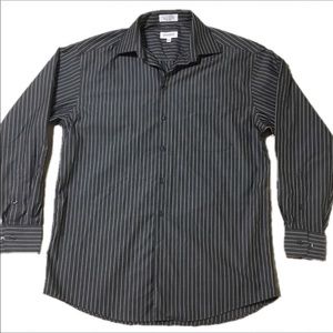 Liz Claiborne grey & white stripe button down